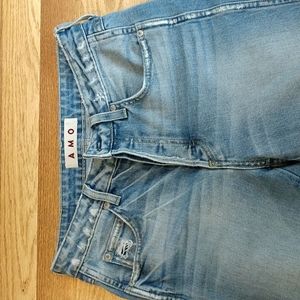 AMO denim jeans button fly raw hem 28